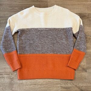 Amazon Women's Colorblock Sweater - Cream, Gray, and Orange